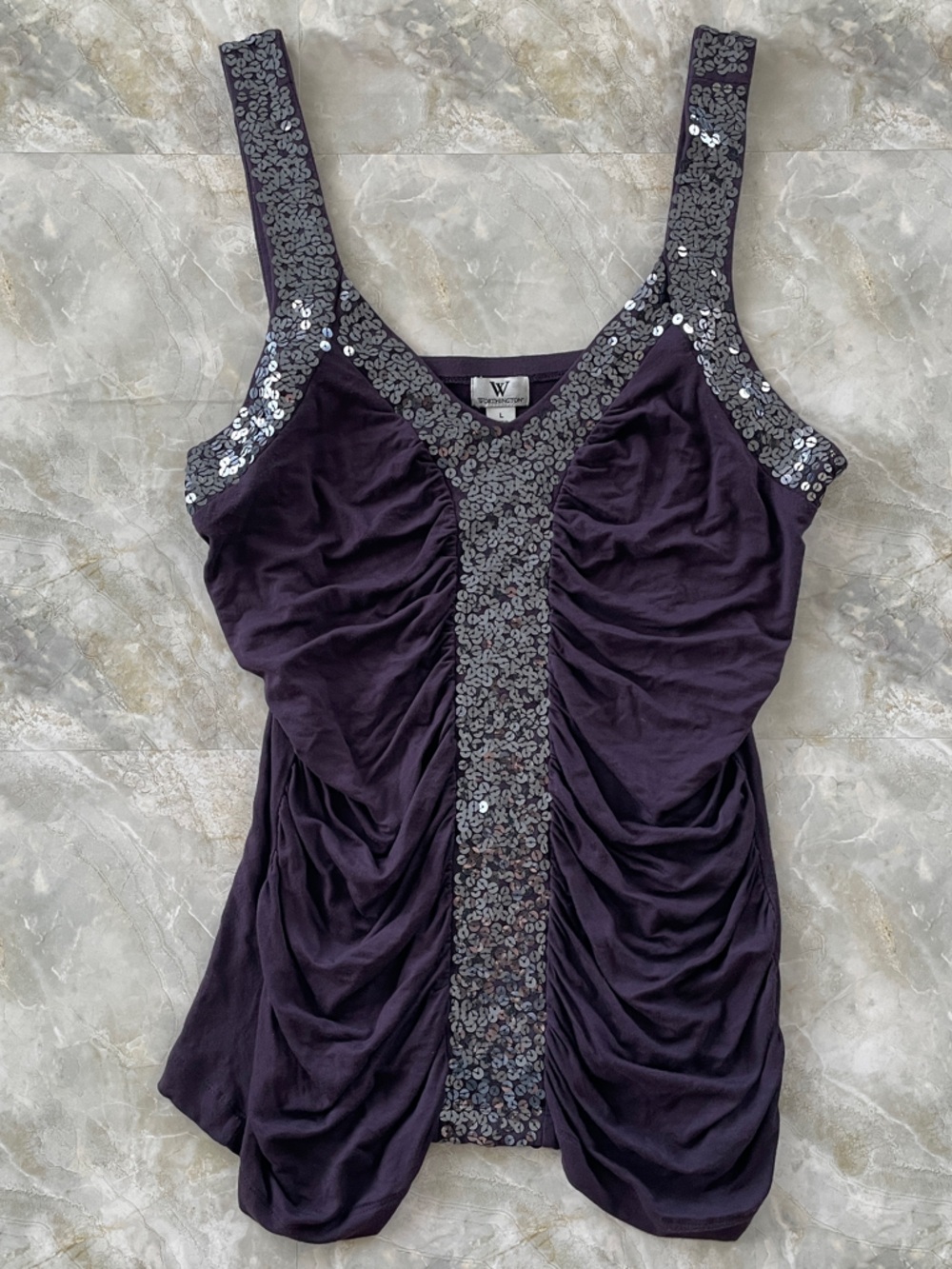 Worthington Deep Purple Sequin Detailing Top